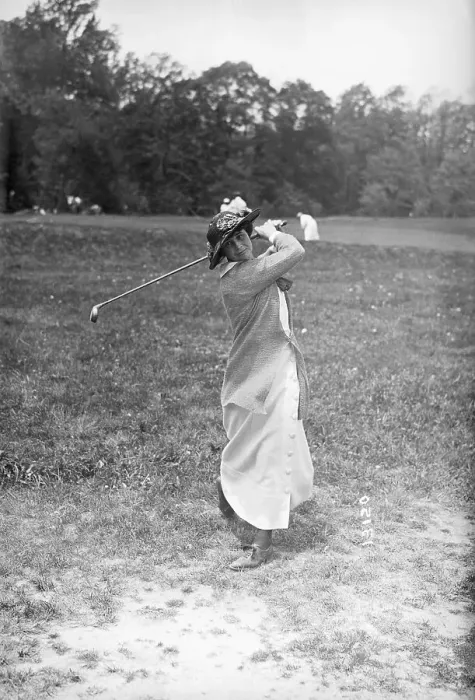 Framed Print : Lillian Hyde Swings Golf Club Outside Framed Print : Lillian Hyde Swings Golf Club Outside