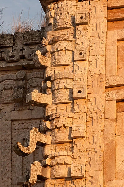 Limestone carvings in Uxmal, Yucatan, Mexico