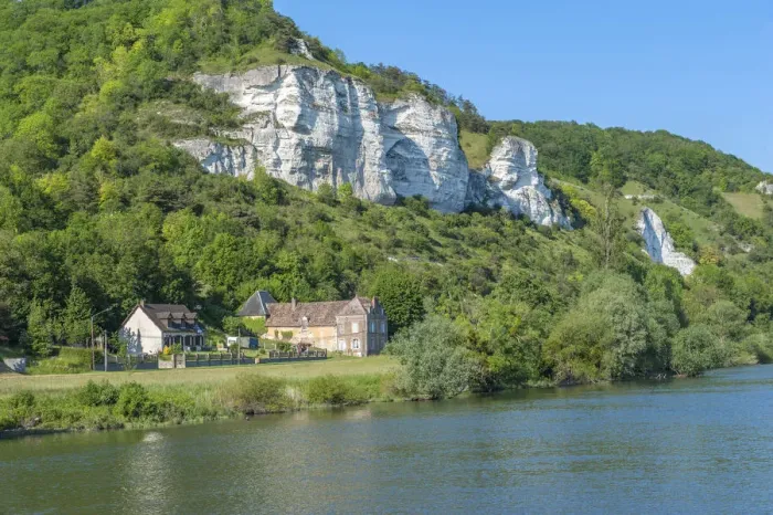 Framed Print : Limestone cliff along Seine River, Les Andelys, Normandy, France Framed Print : Limestone cliff along Seine River, Les Andelys, Normandy, France