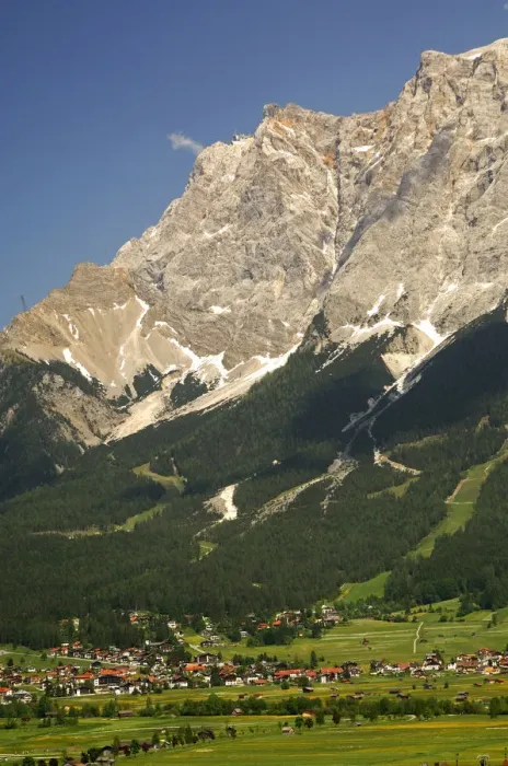 Framed Print : The limestone wall of Mt. Zugspitze with the top station of the Tyrolean Zugspitze Cable Cartowers above the valley town of Ehrwald, Wettersteingebirge range, Tyrol, Austria, Europe Framed Print : The limestone wall of Mt. Zugspitze with the top station of the Tyrolean Zugspitze Cable Cartowers above the valley town of Ehrwald, Wettersteingebirge range, Tyrol, Austria, Europe