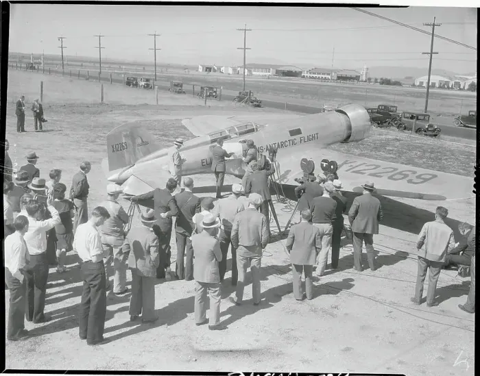 Framed Print : Lincoln Ellsworth and Bernt Balchen Inspecting Plane Framed Print : Lincoln Ellsworth and Bernt Balchen Inspecting Plane
