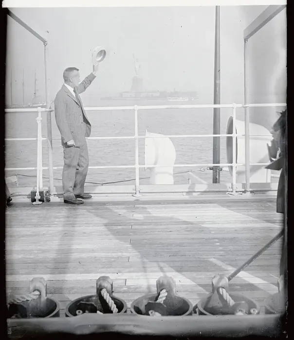 Framed Print : Lincoln Ellsworth Waving Aboard Ship Framed Print : Lincoln Ellsworth Waving Aboard Ship