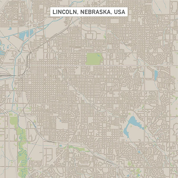 Lincoln Nebraska US City Street Map