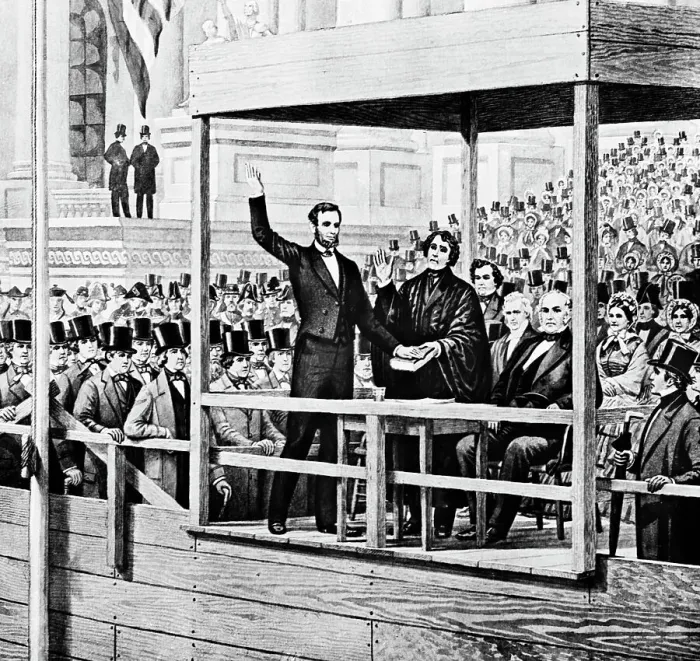 Framed Print : Lincoln Takes Oath of Office Framed Print : Lincoln Takes Oath of Office