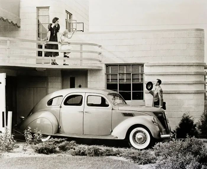 Framed Print : Lincoln Zephyr and Modern House Framed Print : Lincoln Zephyr and Modern House