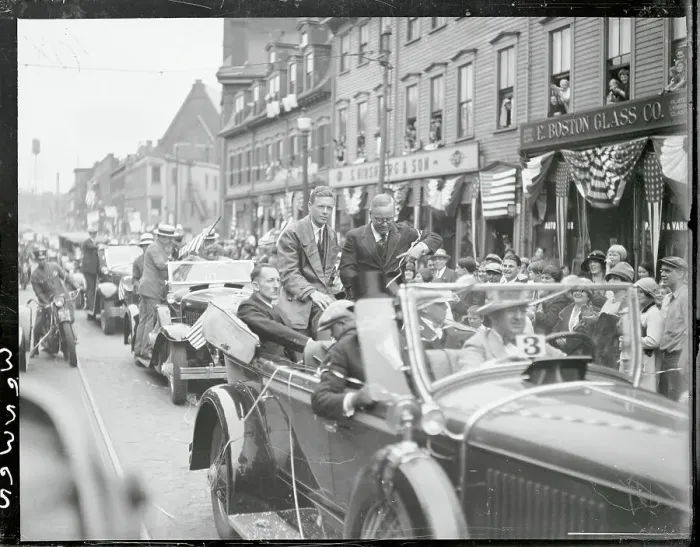 Framed Print : Lindbergh Riding Through Boston Framed Print : Lindbergh Riding Through Boston