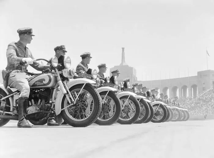 Framed Print : Line of Motorcycle Officers
