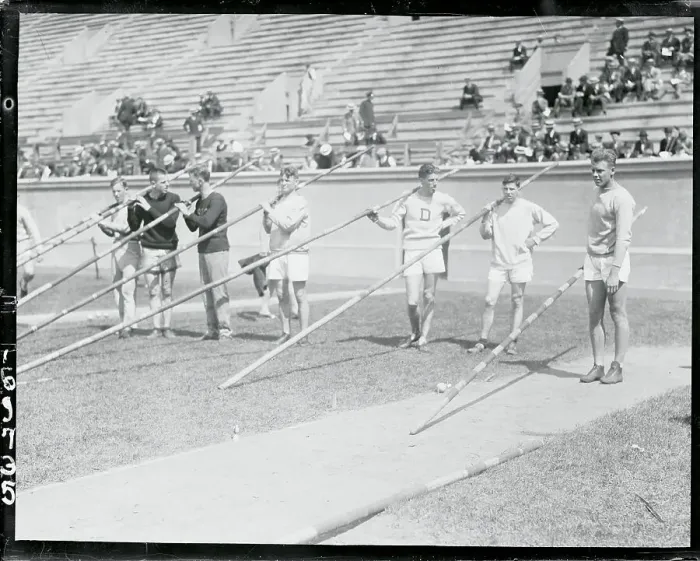 Framed Print : Line of Pole Vaulting Contestants Framed Print : Line of Pole Vaulting Contestants