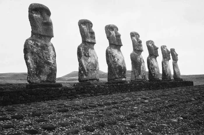 Framed Print : Line Of Statues On Easter Island Framed Print : Line Of Statues On Easter Island