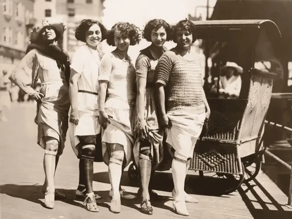Line of Women Showing their Garter Belts Print / Circa 1920s. A3 Poster from Fine Art Storehouse