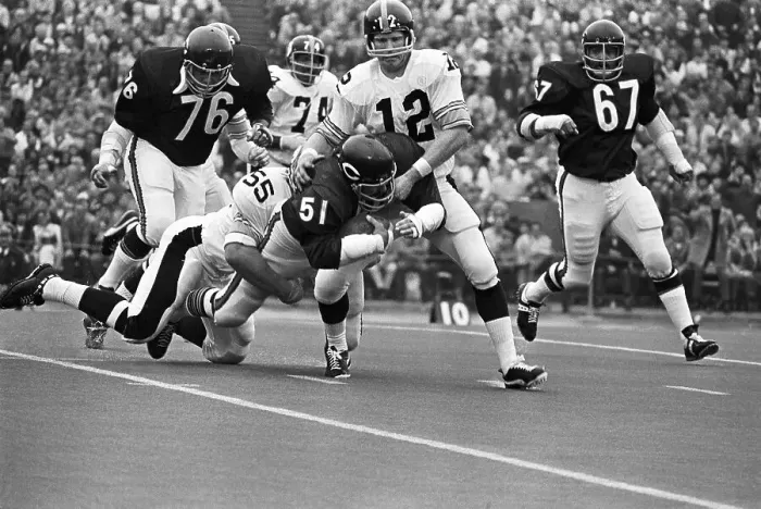 Framed Print : Linebacker Dick Butkus Tackled Framed Print : Linebacker Dick Butkus Tackled