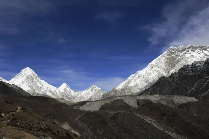 Framed Print : Lingtren, Khumbutse, Nuptse mountains
