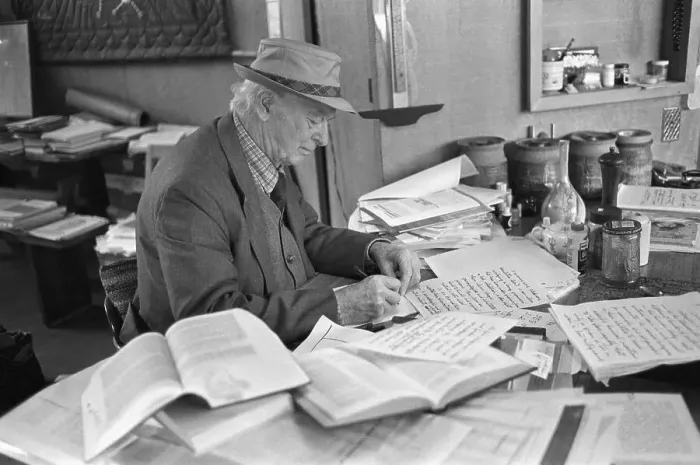 Framed Print : Linus Pauling Works on Notes in Kitchen Framed Print : Linus Pauling Works on Notes in Kitchen