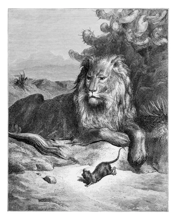 Framed Print : The lion and the mouse Framed Print : The lion and the mouse
