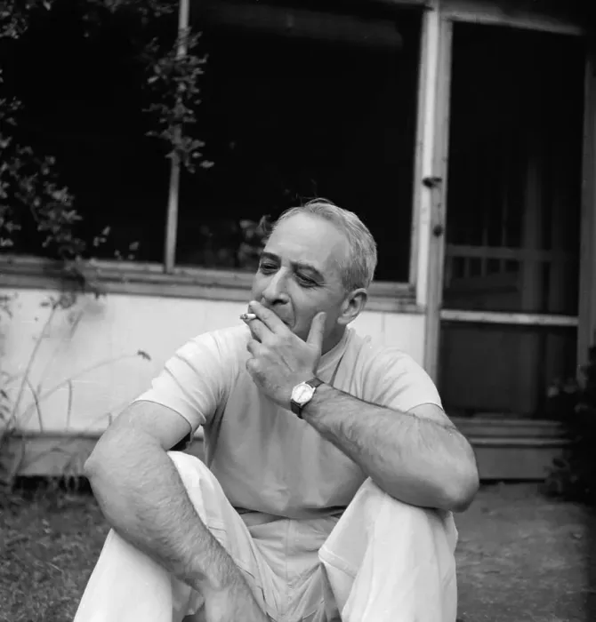 Framed Print : Lionel Trilling Smoking Cigarette Outside Framed Print : Lionel Trilling Smoking Cigarette Outside