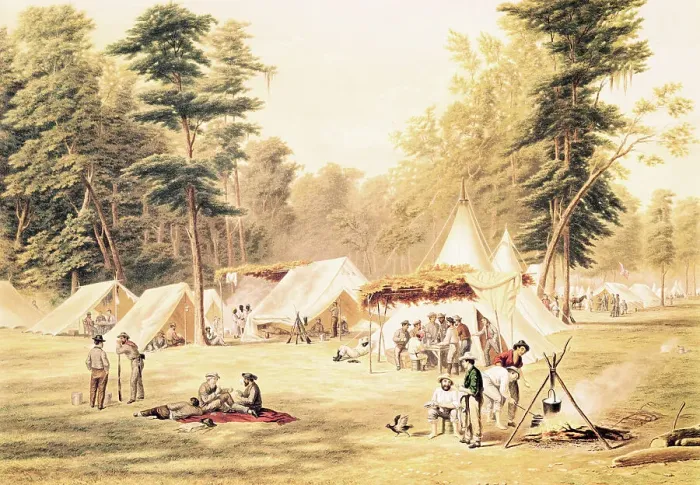 Framed Print : Litho.; Confederate Encampment / Civil War Framed Print : Litho.; Confederate Encampment / Civil War