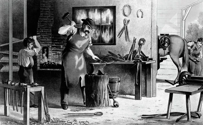 Framed Print : Lithograph Of A Blacksmith, 1874 Framed Print : Lithograph Of A Blacksmith, 1874