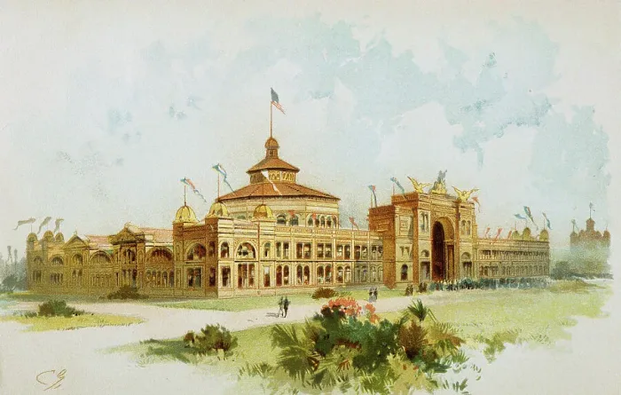 Framed Print : Lithograph after Charles Graham Depicting the Government Building at the World's Columbian Exposition