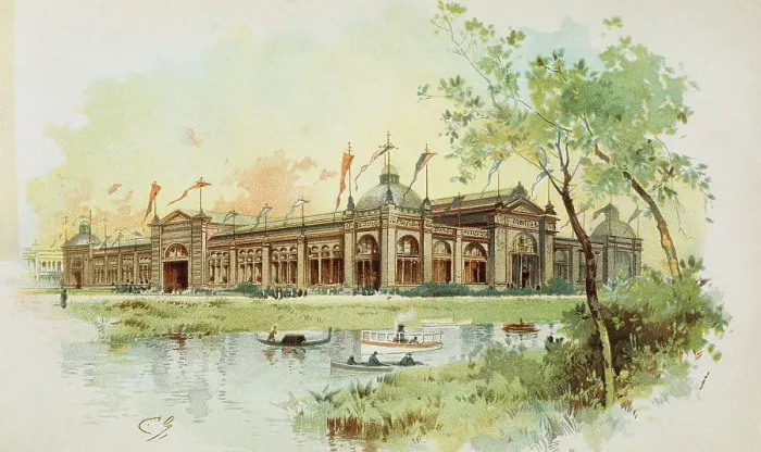 Framed Print : Lithograph after Charles Graham Depicting the Hall of Mines and Mining at the World's Columbian Exposition Framed Print : Lithograph after Charles Graham Depicting the Hall of Mines and Mining at the World's Columbian Exposition