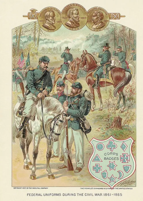 Framed Print : Lithograph Of Civil War Federal Uniforms Framed Print : Lithograph Of Civil War Federal Uniforms