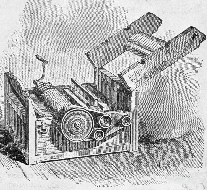 Framed Print : Lithograph of Cotton Gin Framed Print : Lithograph of Cotton Gin