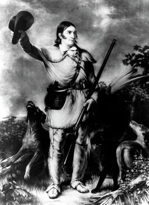 Framed Print : Lithograph of Davy Crockett based on a Painting by J.G. Chapman Framed Print : Lithograph of Davy Crockett based on a Painting by J.G. Chapman