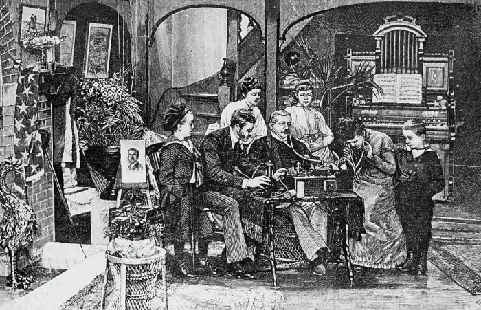 Framed Print : Lithograph of Family Listening to Radio Framed Print : Lithograph of Family Listening to Radio
