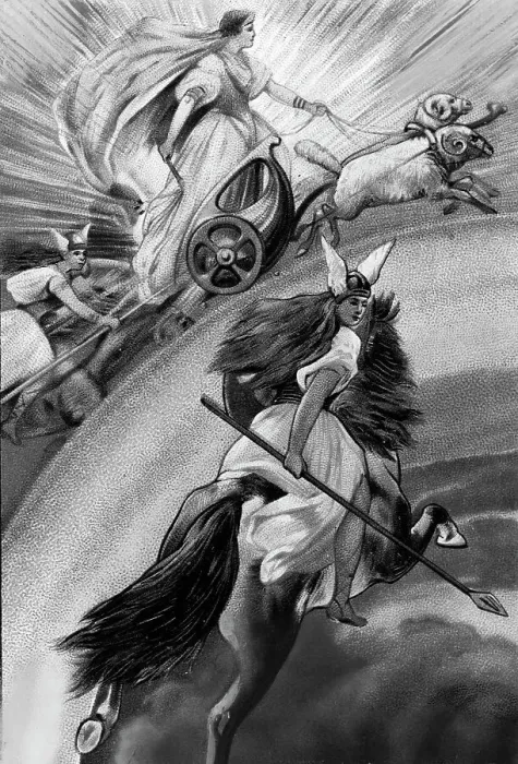 Framed Print : Lithograph Of Frigg And Valykyries
