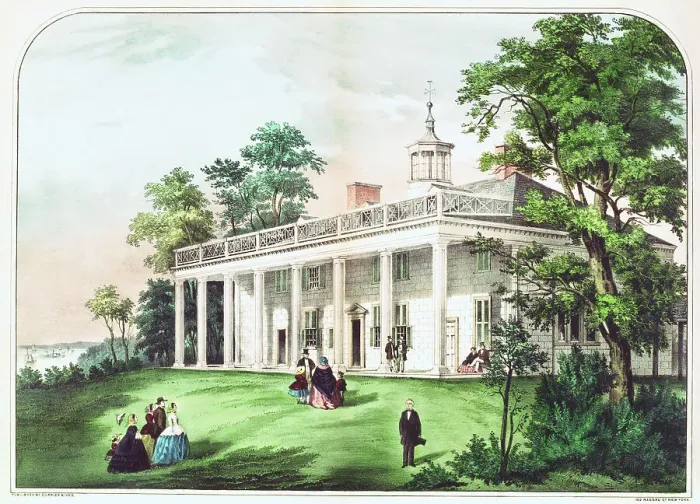 Framed Print : Lithograph of Mount Vernon by Currier & Ives Framed Print : Lithograph of Mount Vernon by Currier & Ives