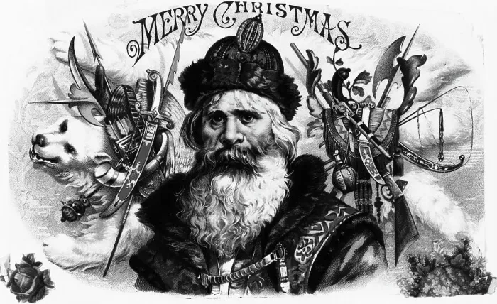 Framed Print : Lithograph of Santa Claus with Hunting Regalia Framed Print : Lithograph of Santa Claus with Hunting Regalia