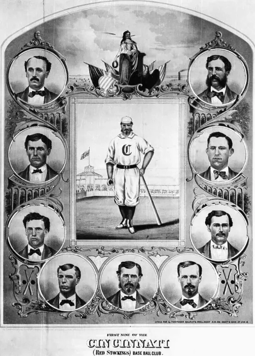 Framed Print : Lithograph Showing Early Baseball Team Framed Print : Lithograph Showing Early Baseball Team