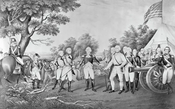 Framed Print : Lithograph of The Surrender of General Burgoyne by Currier and Ives