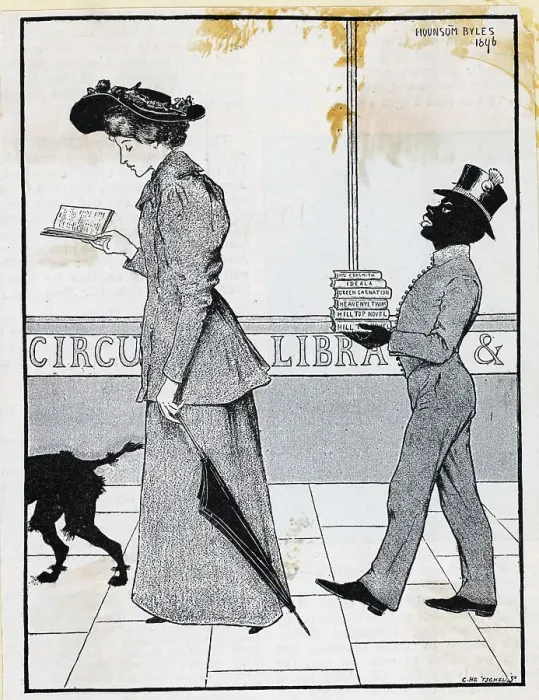 Framed Print : Lithograph of Woman Reading With A Servant Following Framed Print : Lithograph of Woman Reading With A Servant Following