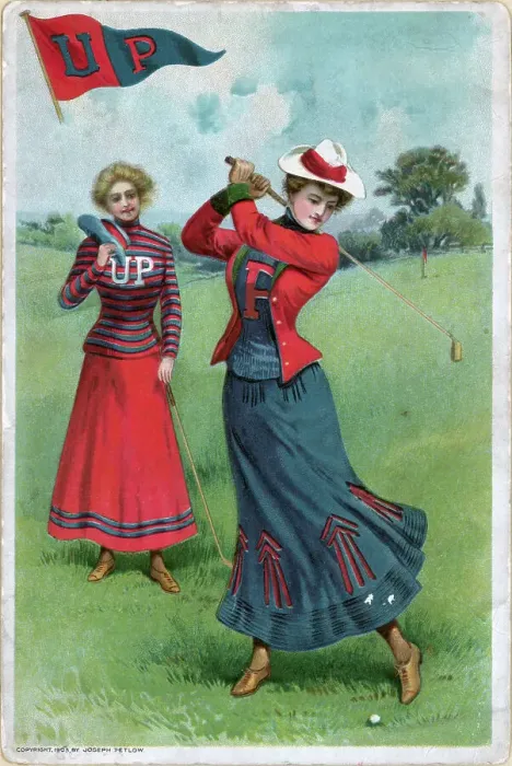 Framed Print : Lithograph of Two Women Golfing Framed Print : Lithograph of Two Women Golfing