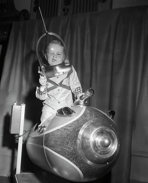 Framed Print : Little Boy on Spaceship Ride Framed Print : Little Boy on Spaceship Ride