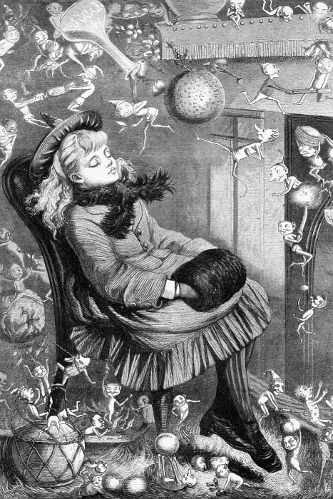 Framed Print : Little Girl Dreaming about Christmas by Kate Greenaway Framed Print : Little Girl Dreaming about Christmas by Kate Greenaway