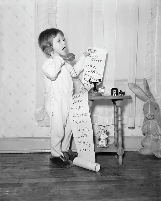 Framed Print : Little Girl on the Phone to Santa Framed Print : Little Girl on the Phone to Santa