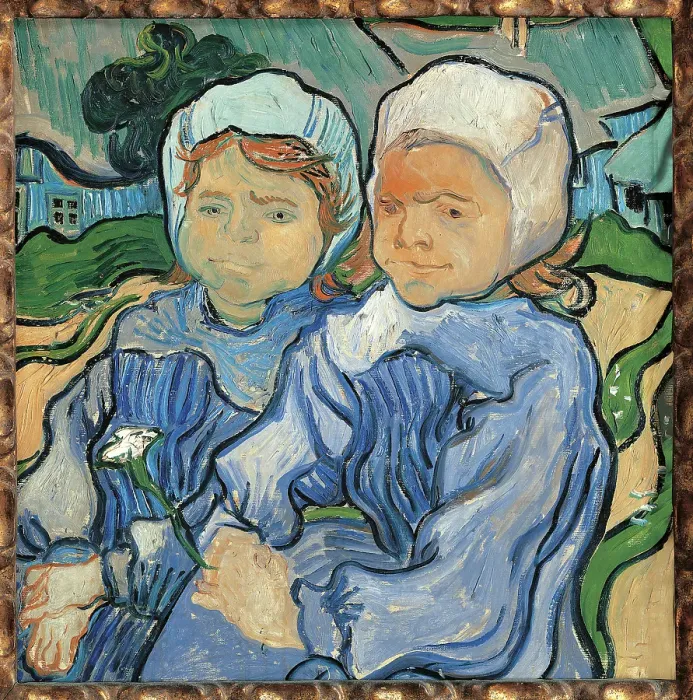 Framed Print : Two Little Girls, by Vincent Van Gogh, 1889, 19th Century, oil on canvas, cm 51, 2 x 51