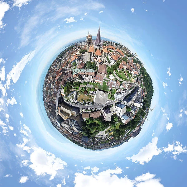 Little Planet of Lausanne Cathedral in Lausanne, Switzerland