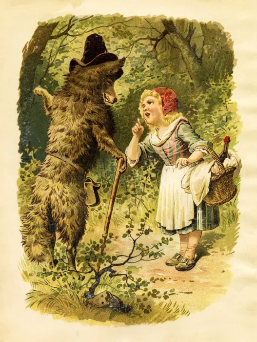 Framed Print : Little red ridding hood Fairy Tales 1863