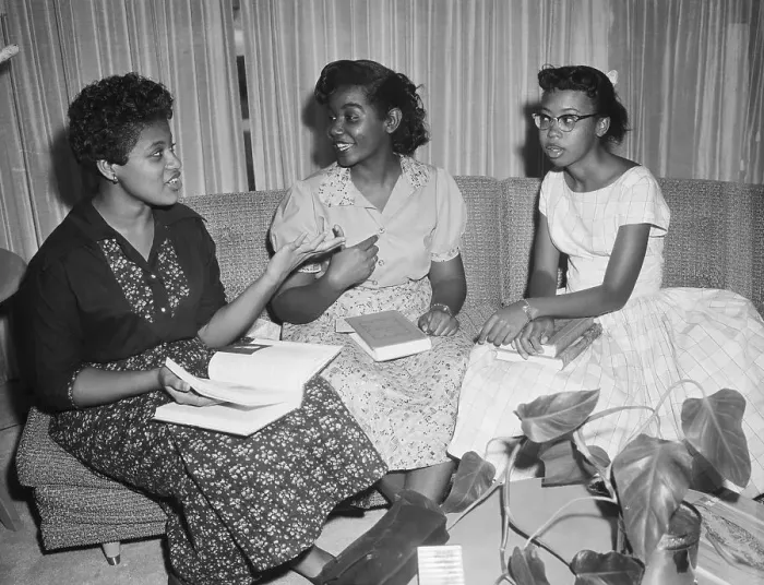 Framed Print : Little Rock Students Talking After First Day of Integration Framed Print : Little Rock Students Talking After First Day of Integration