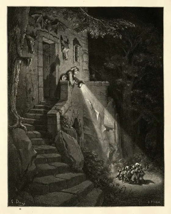 Framed Print : Little Thumb, the home of the Ogre, Perraults Fairy Tales