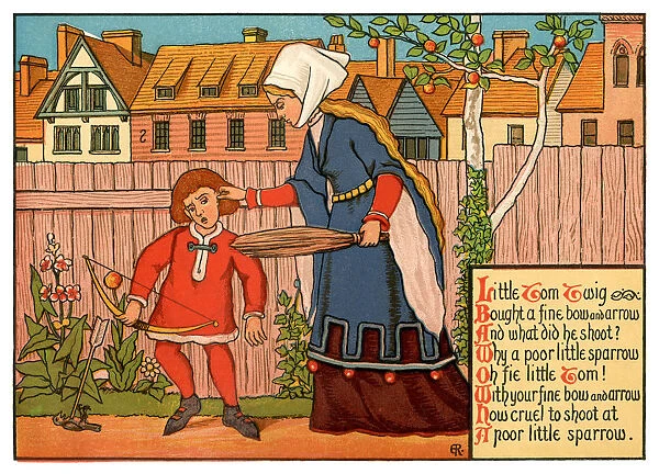 Little Tom Twig Bought a Fine Bow and Arrow - Victorian nursery rhyme illustration