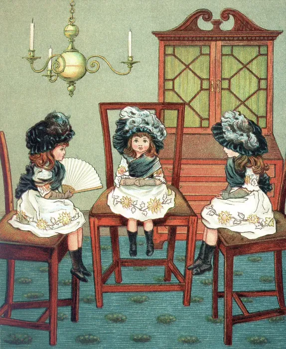Framed Print : Three little Victorian girls going visiting Framed Print : Three little Victorian girls going visiting