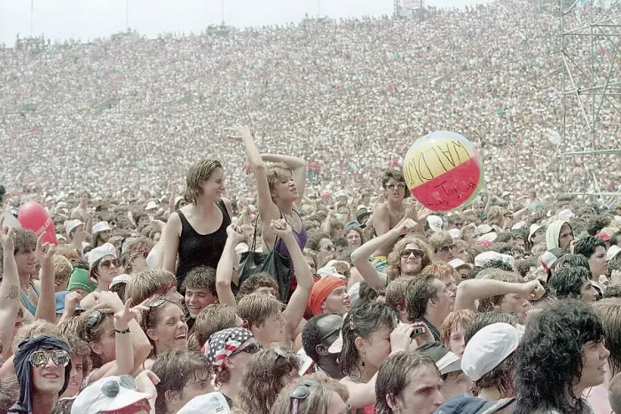 Framed Print : Live Aid Concert Crowd Playing with Beach Ball Framed Print : Live Aid Concert Crowd Playing with Beach Ball