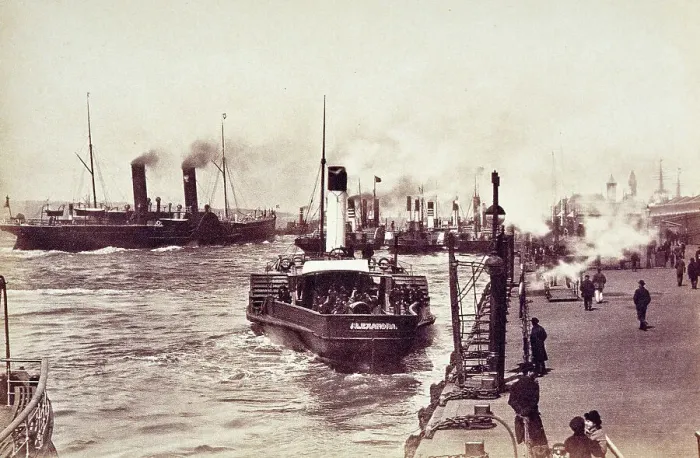 Framed Print : Liverpool, George's Landing Stage, 1883 Framed Print : Liverpool, George's Landing Stage, 1883