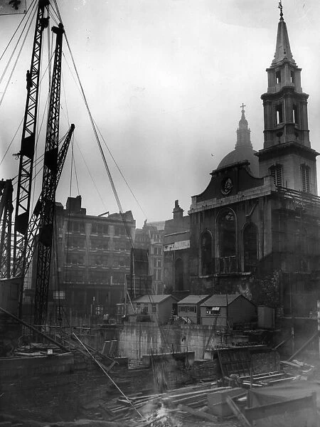 Livery Halls. 17th January 1956: The foundations of the new Sadler's Hall in Cheapside