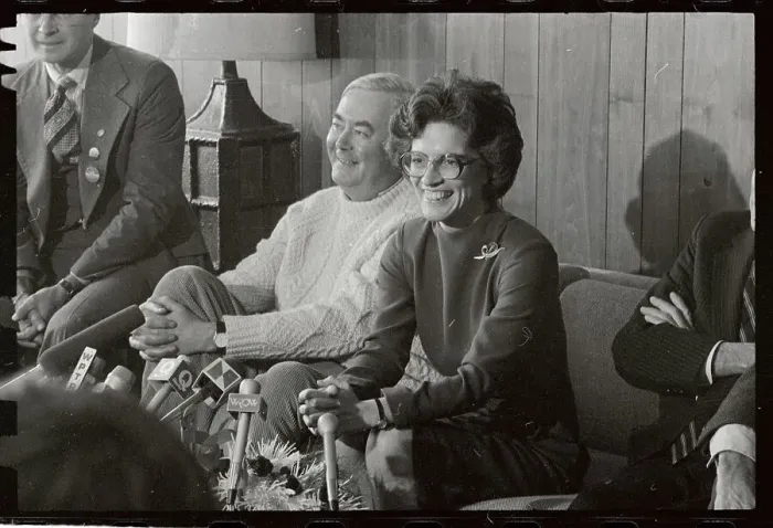 Framed Print : Liz Holtzman and Daniel Moynihan Sitting Together Framed Print : Liz Holtzman and Daniel Moynihan Sitting Together