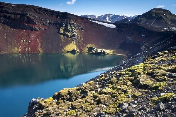 Ljotipollur volcanic crater, Landmannalaugar, Fjallabak Nature Reserve, Highlands, Iceland, Europe