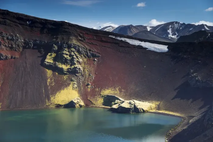 Framed Print : Ljotipollur volcanic crater, Landmannalaugar, Fjallabak Nature Reserve, Highlands, Iceland, Europe Framed Print : Ljotipollur volcanic crater, Landmannalaugar, Fjallabak Nature Reserve, Highlands, Iceland, Europe